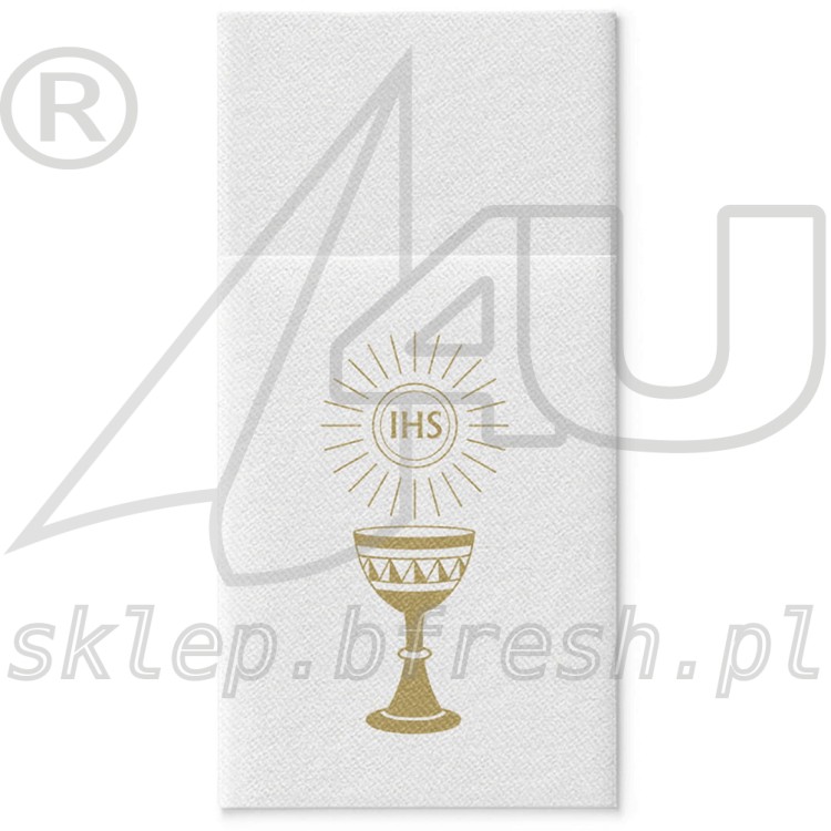 Kieszonki komunijne na sztućce flizelinowe 40x40 cm Złota Hostia 25 szt