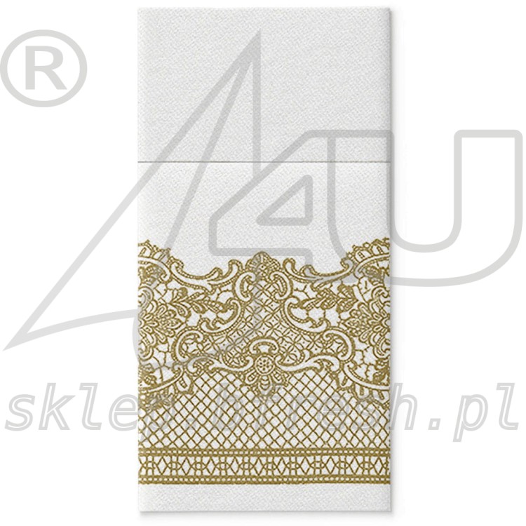 Kieszonki flizelinowe na sztućce 40 x 40 cm Złota Koronka 25 szt