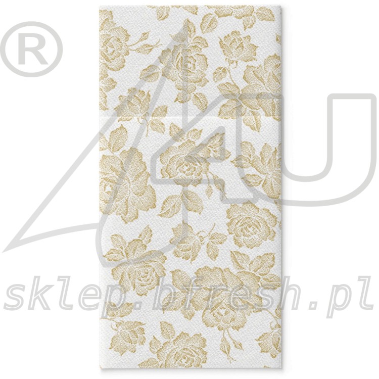 Kieszonki flizelinowe na sztućce 40 x 40 cm Złote Róże 25 szt