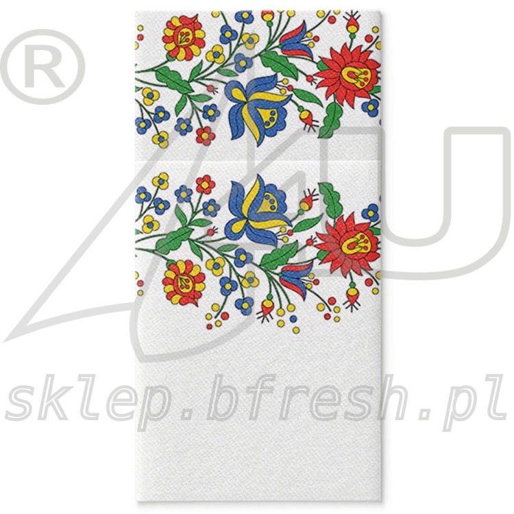 Kieszonki flizelinowe na sztućce 40 x 40 cm Folk Flowers 25 szt