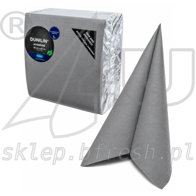 Serwetki flizelinowe Dunilin 40x40 cm Szare 45 szt