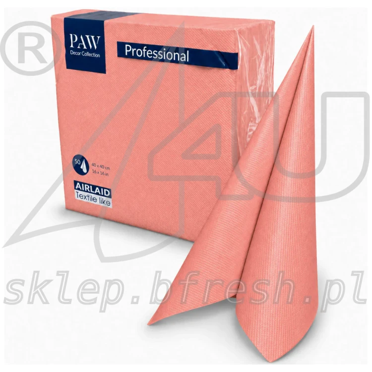 Serwetki flizelinowe 40x40 cm Łososiowy 50 szt PAW