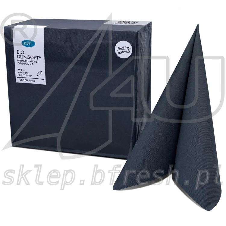 Serwetki flizelinowe Bio-Dunisoft 40 x 40 cm Czarne 60 szt