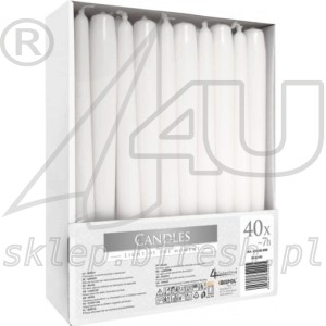 Świece stożkowe Ø23/245mm 40szt Białe BISPOL