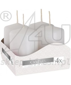 ŚWIECE bryłowe pieńkowe WOTYWNE BIAŁE 60/40 mm BISPOL- 4 szt.