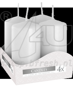 ŚWIECE bryłowe pieńkowe WOTYWNE BIAŁE 4 szt. 80/40 mm BISPOL