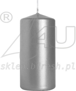 ŚWIECE bryłowe pieńkowe SREBRNY METALIK 100/50 mm 8 SZT. Bispol