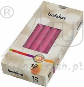 ŚWIECE stołowe stożkowe FUKSJA 250/25 mm BOLSIUS 12szt.