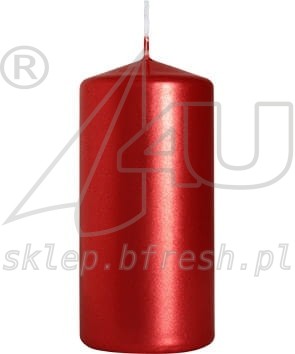 ŚWIECE bryłowe pieńkowe CZERWONY METALIK 100/50 mm 8 SZT. Bispol