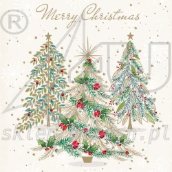 Serwetki papierowe choinki Merry Christmas AHA BN-117 33x33 cm 3w 20 szt.