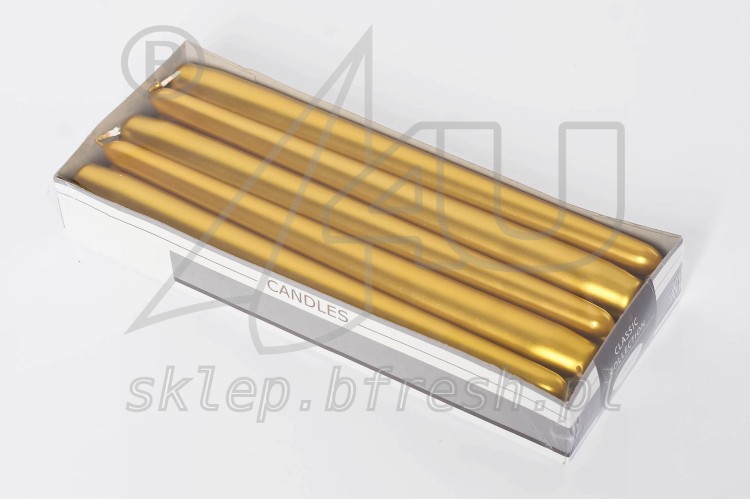 ŚWIECE  stożkowe metalik Kurkuma 240/22 mm 10 szt