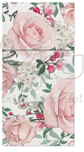 Kieszonki flizelinowe na sztućce 25szt Różowe róże PAW