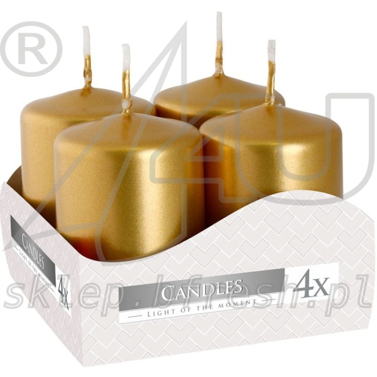 ŚWIECE bryłowe pieńkowe WOTYWNE ZŁOTE 4 szt. 60/40 mm BISPOL