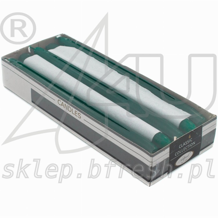 Świece stożkowe choinkowa zieleń 10 szt