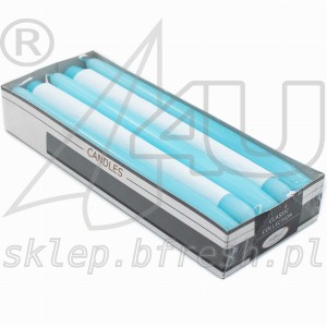 Świece stożkowe jasno - niebieskie 10 szt