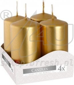 ŚWIECE bryłowe pieńkowe WOTYWNE ZŁOTE 4 szt. 80/40 mm BISPOL