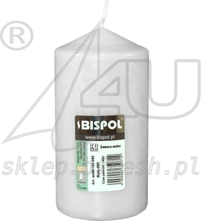 ŚWIECE bryłowe pieńkowe BIAŁE 150/80 mm 6 SZT. BISPOL