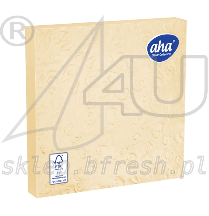 Serwetki z tłoczonym ornamentem 33 x 33 cm 3w Kremowo - Perłowe