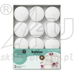 Świece pływające maxi białe Bolsius Ø 7,7 cm 12 szt.