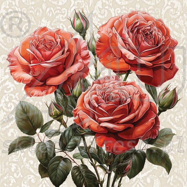 Serwetki papierowe 33x33 3w Kwiaty KW-126