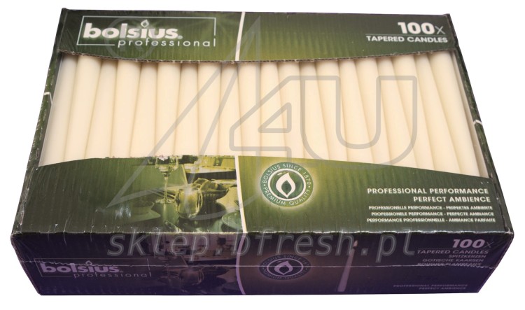 Świece stożkowe Ø23/240mm 100szt Ecru BOLSIUS