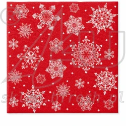 Serwetki flizelinowe 40 x 40 cm Snowflakes Red 50 szt