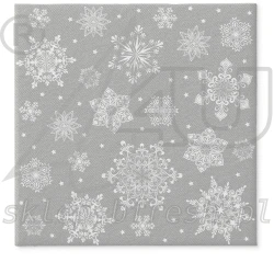 Serwetki flizelinowe 40 x 40 cm Snowflakes Silver 50 szt