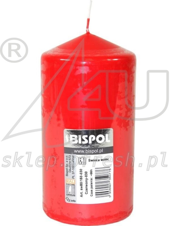 ŚWIECE bryłowe pieńkowe czerwone 150/80 mm 6 SZT. BISPOL