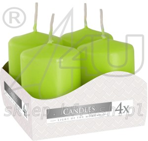 ŚWIECE bryłowe pieńkowe WOTYWNE SELEDYN 4 szt. 60/40 mm BISPOL