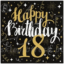 Serwetki papierowe 33x33 cm 3w Gold Birthday 18 - 20 szt