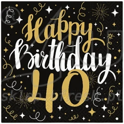 Serwetki papierowe 33x33 cm 3w Gold Birthday 40 - 20 szt