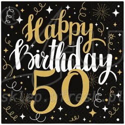 Serwetki papierowe 33x33 cm 3w Gold Birthday 50 - 20 szt