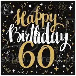 Serwetki papierowe 33x33 cm 3w Gold Birthday 60 - 20 szt