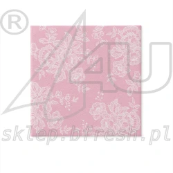 Serwetki flizelinowe 40 x 40 cm Różowe z Koronką 50 szt