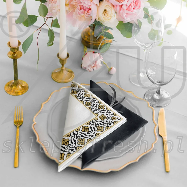 serwetki-dekoracyjne-biale-czarno-zloty-ornament.webp