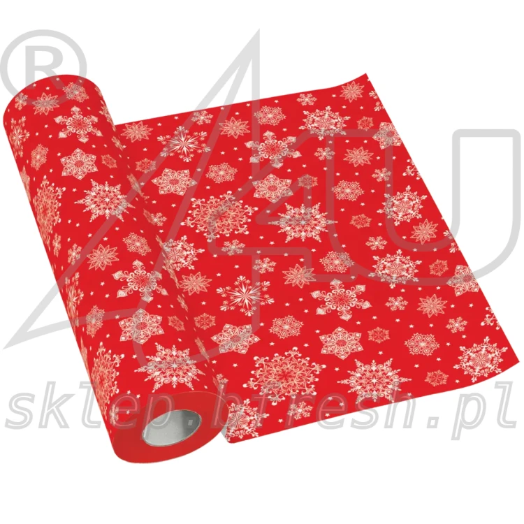 biezniki-flizelinowy-swieta-czerwony-platki-sniegu-paw.webp