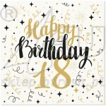 Serwetki flizelinowe na urodziny 40x40 cm Gold Birthday 18 - 50 szt