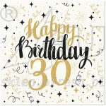 Serwetki flizelinowe na urodziny 40x40 cm Gold Birthday 30 - 50 szt 
