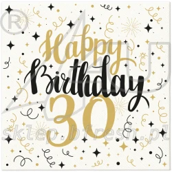 Serwetki flizelinowe na urodziny 40x40 cm Gold Birthday 30 - 50 szt 