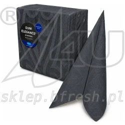 Serwetki flizelinowe tłoczone Duni Elegance Lily 40x40 cm Czarne 40 szt