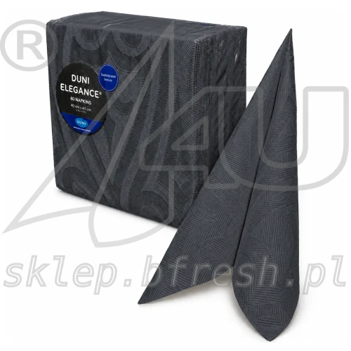 Serwetki flizelinowe tłoczone Duni Elegance Lily 40 x 40 cm czarne 40 szt