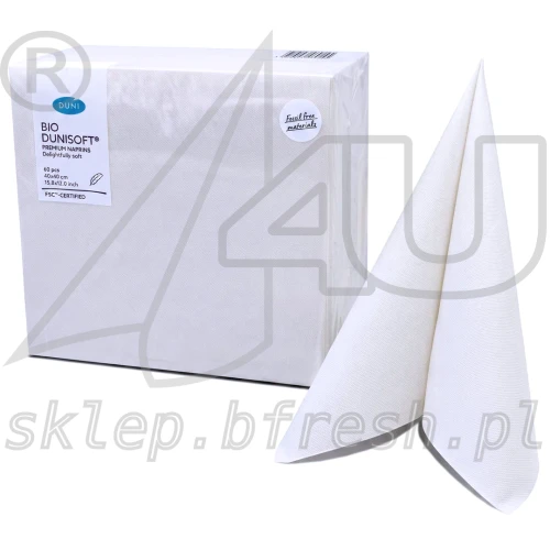 Serwetki flizelinowe Airlaid Bio-Dunisoft 40 × 40 cm białe 60 szt