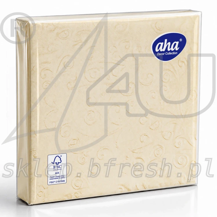 Serwetki tłoczone AHA 33 x 33 cm 3w kremowe błyszczące 15 szt