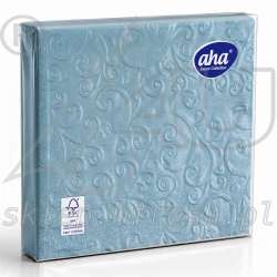 Serwetki z tłoczonym ornamentem 33x33 cm 3w Perłowo - Niebieskie 15 szt