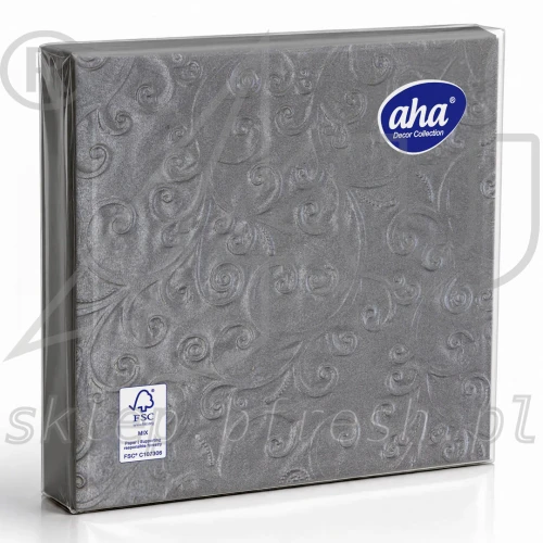 Serwetki tłoczone AHA 33 x 33 cm 3w srebrne 15 szt