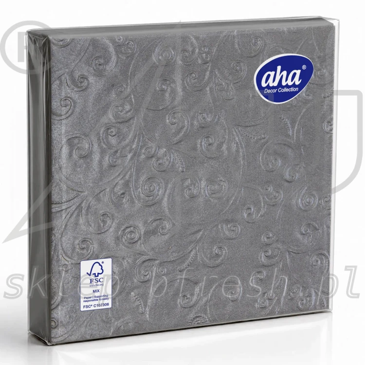 Serwetki tłoczone AHA 33 x 33 cm 3w srebrne 15 szt