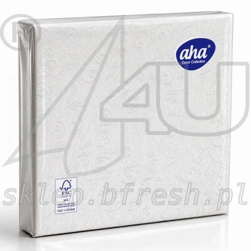 Serwetki tłoczone AHA 33 x 33 cm 3w białe błyszczące 15 szt