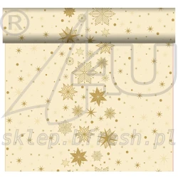 Bieżnik świąteczny flizelinowy Duni Stargazing Cream 40 cm × 24 m