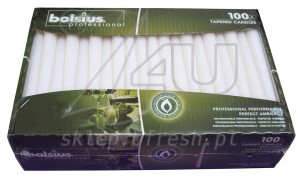 Świece stożkowe Ø23/240mm 100szt Białe BOLSIUS