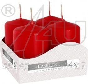 ŚWIECE bryłowe pieńkowe WOTYWNE CZERWONE 4 szt. 60/40 mm BISPOL